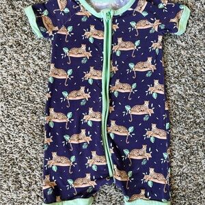 Navy Leopard Print Kids Romper
